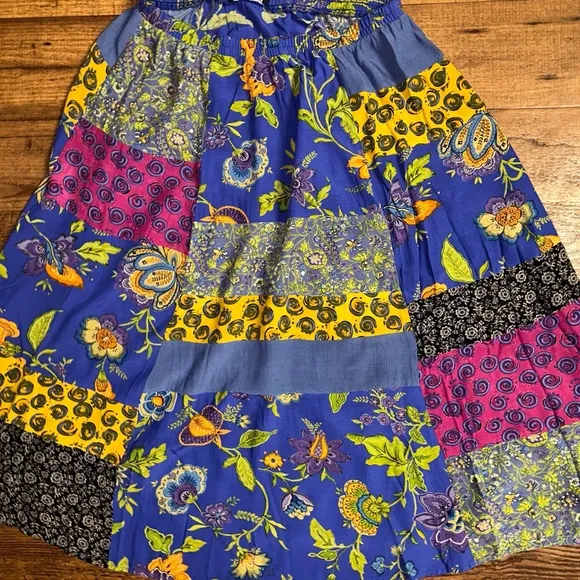 Carol Little • Vtg • Size 14 • Hippy • Patchwork • Floral • Purple/Yellow •Skirt