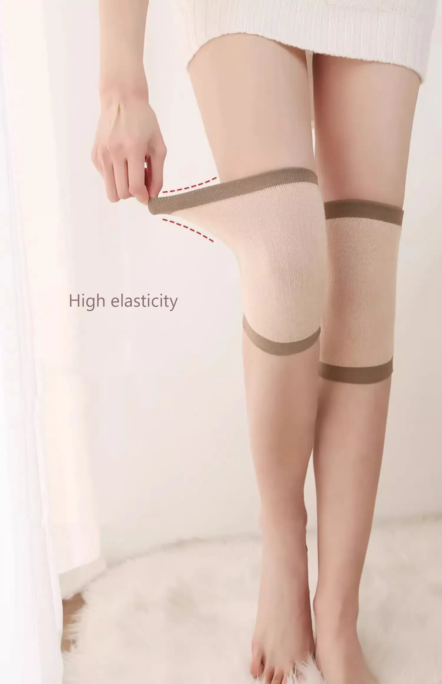 Cashmere Knee Pads to Warm Knee Joints for Men and Women(Length: Long type 26cm)