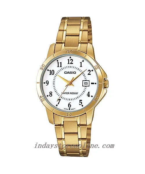 Casio Standard Women's Watch LTP-V004G-7B Gold Plated Stainless Strap Triple-fold Clasp