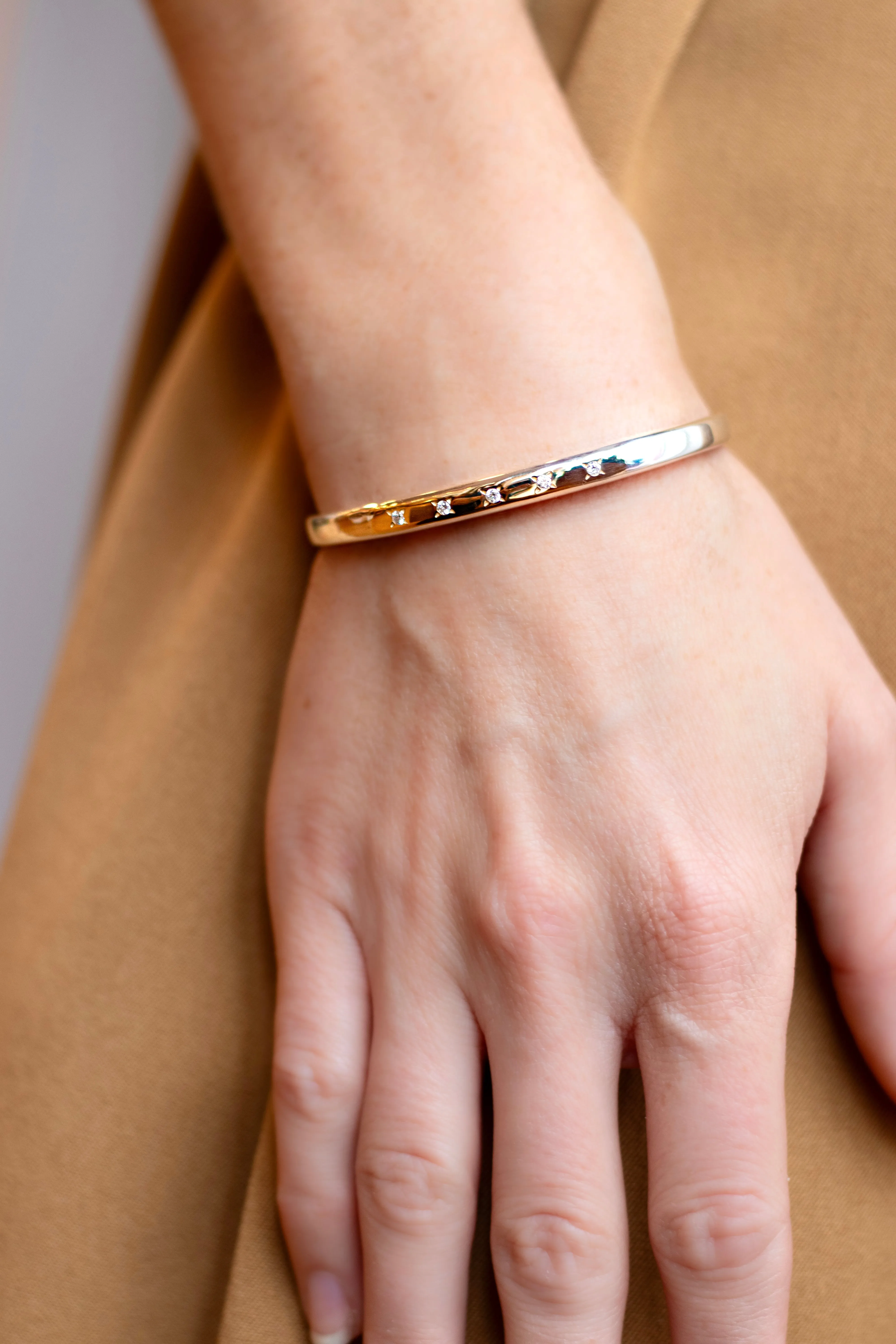 Celestial Cuff Bracelet in Mixed Metals and Diamond