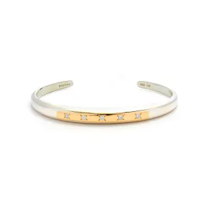 Celestial Cuff Bracelet in Mixed Metals and Diamond