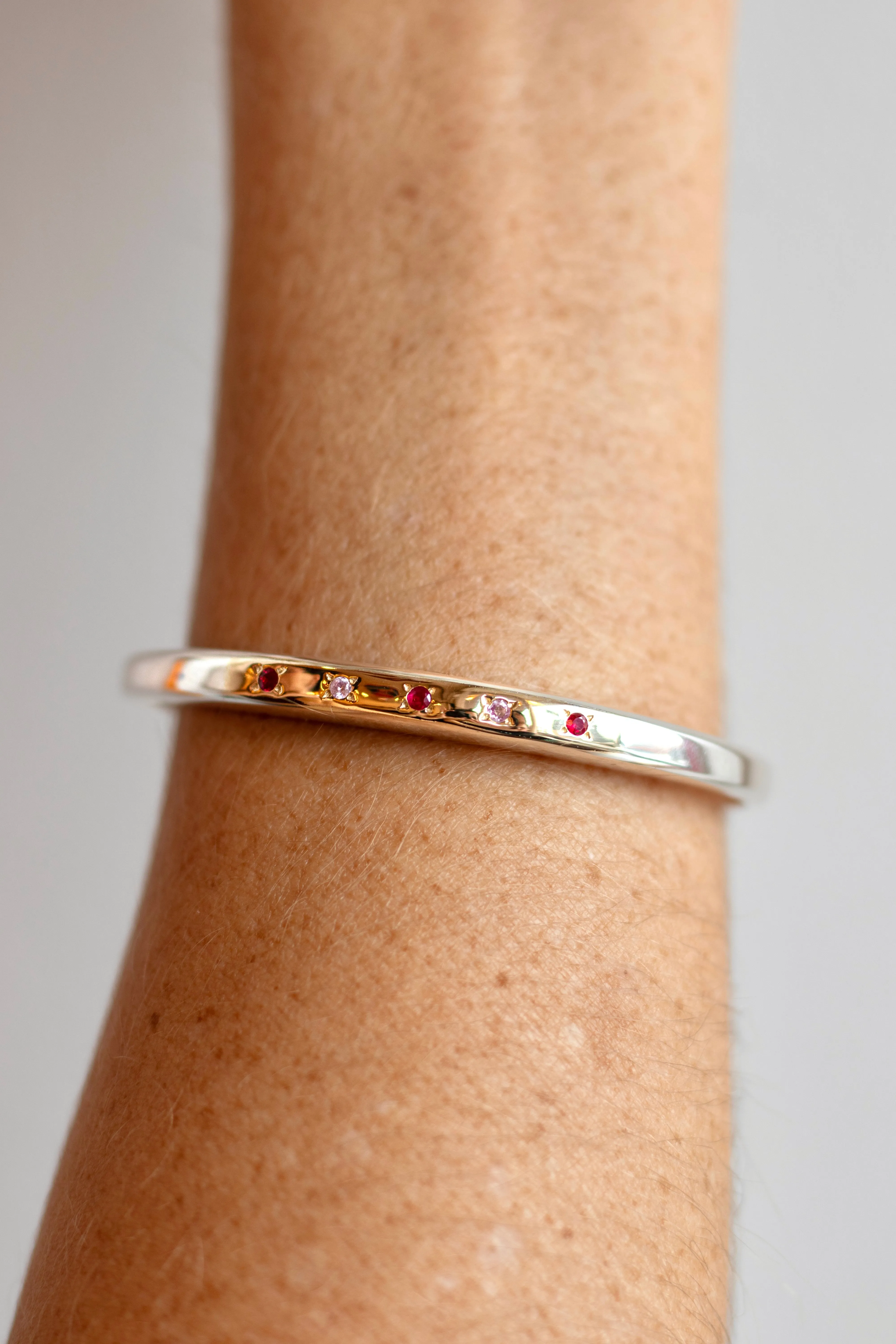 Celestial Cuff Bracelet in Pink Sapphire and Ruby