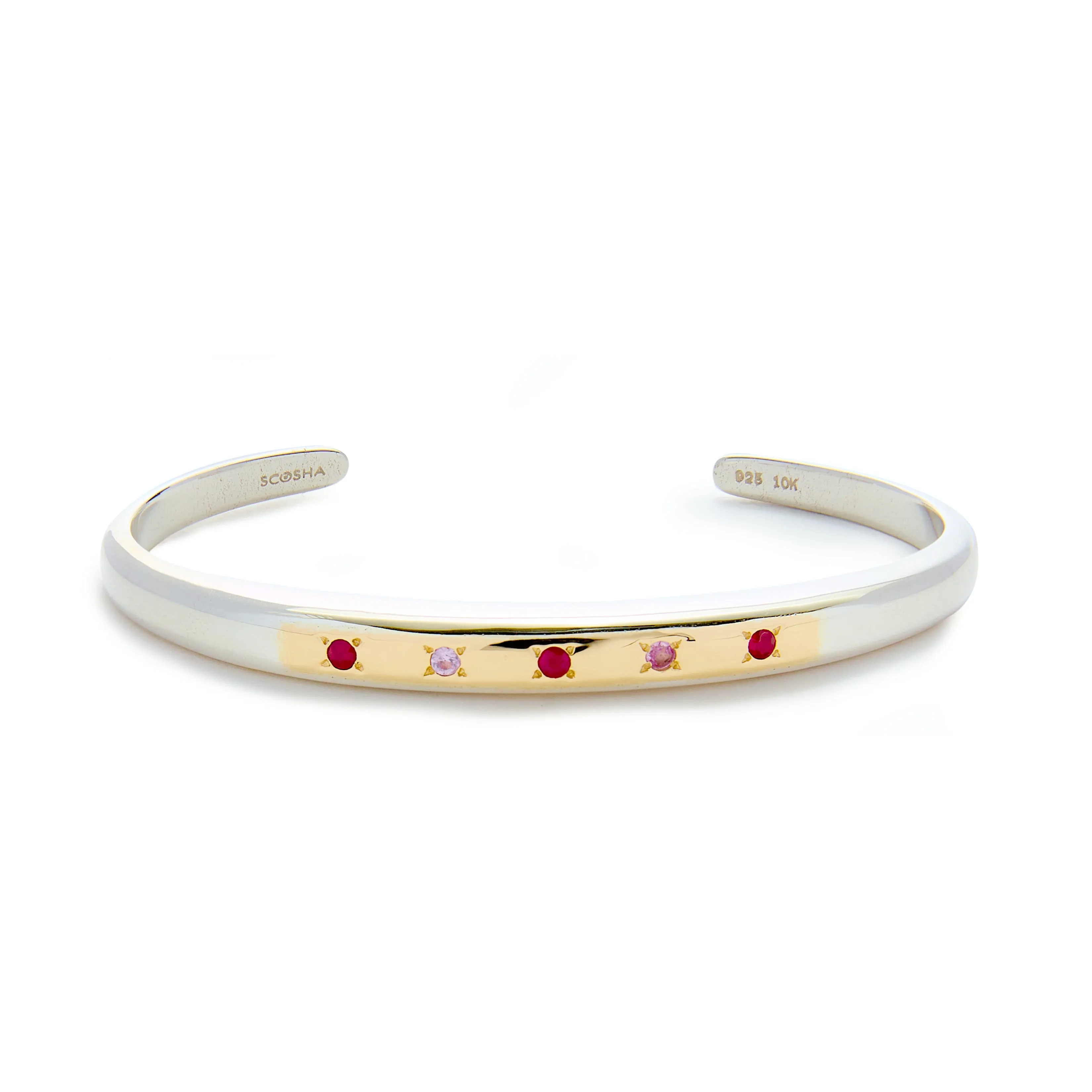 Celestial Cuff Bracelet in Pink Sapphire and Ruby