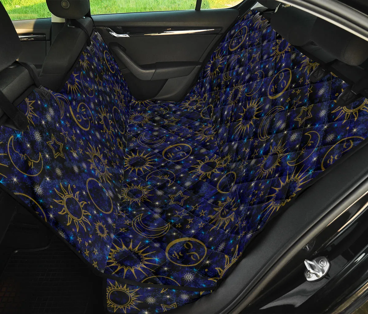 Celestial Night Sky Black Blue Pet Seat Cover