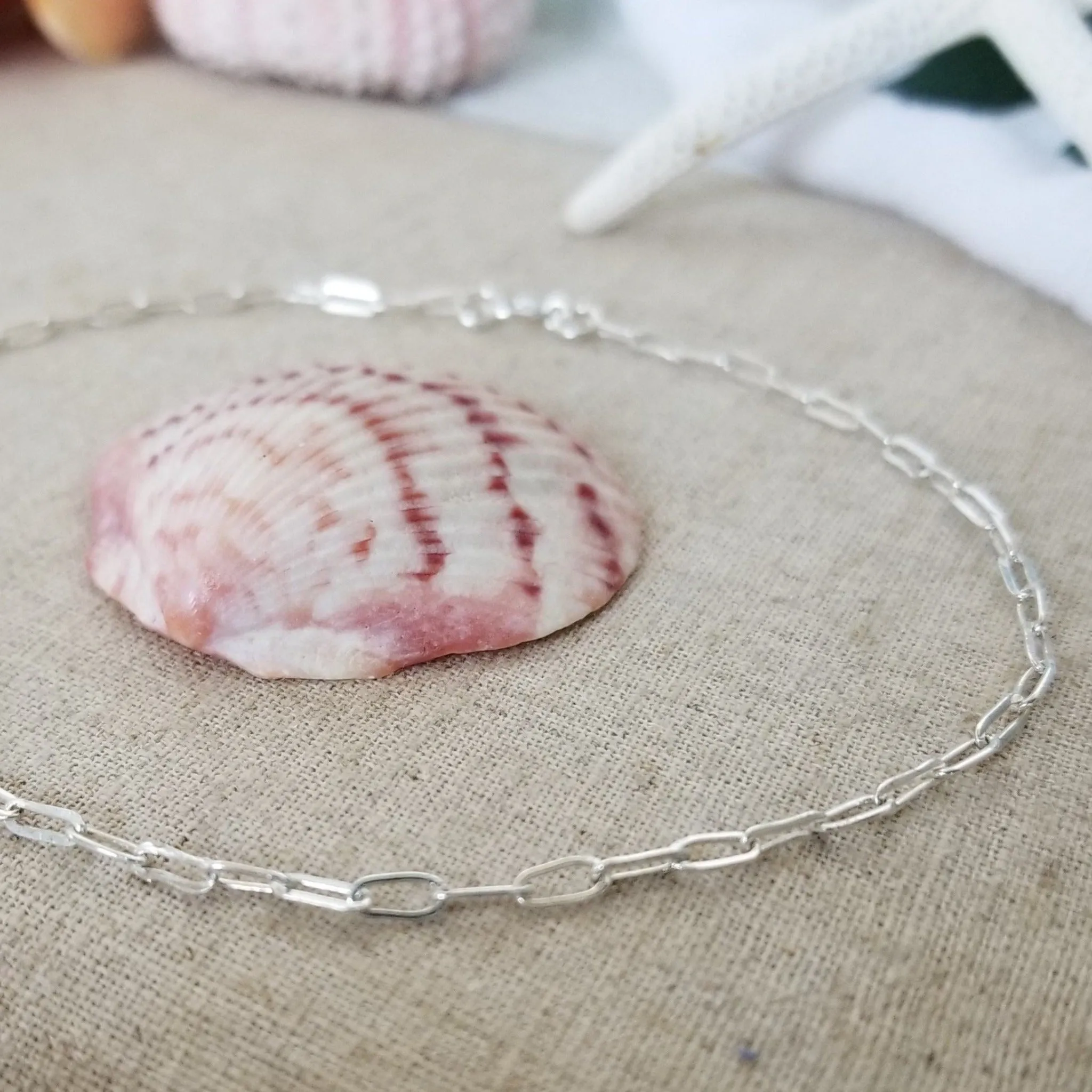 Chain Link Paperclip Anklet - Sterling Silver