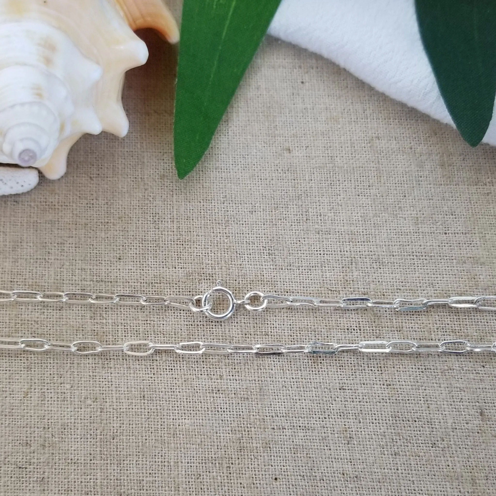 Chain Link Paperclip Anklet - Sterling Silver