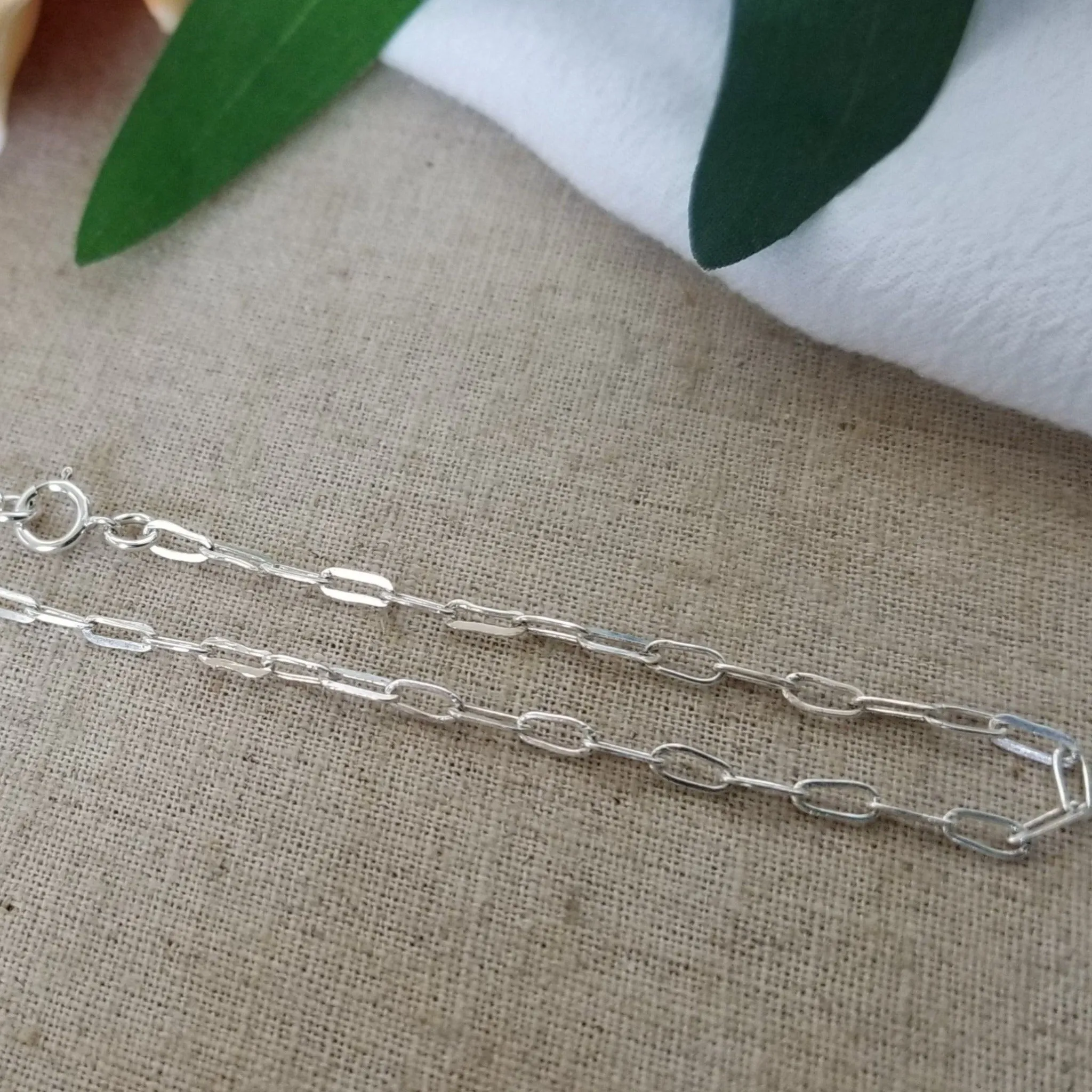 Chain Link Paperclip Anklet - Sterling Silver
