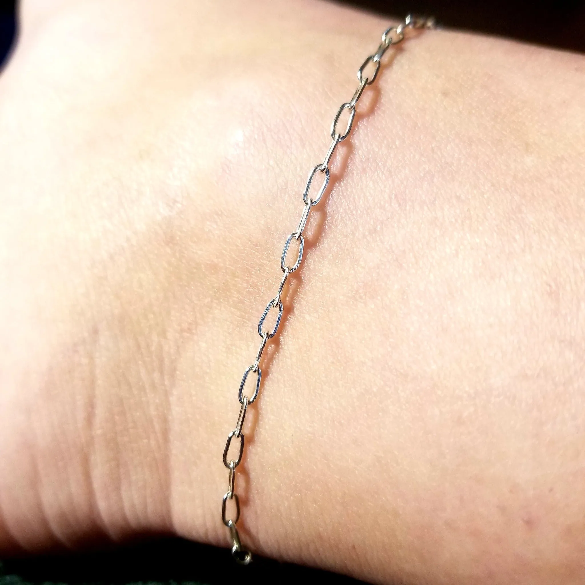 Chain Link Paperclip Anklet - Sterling Silver