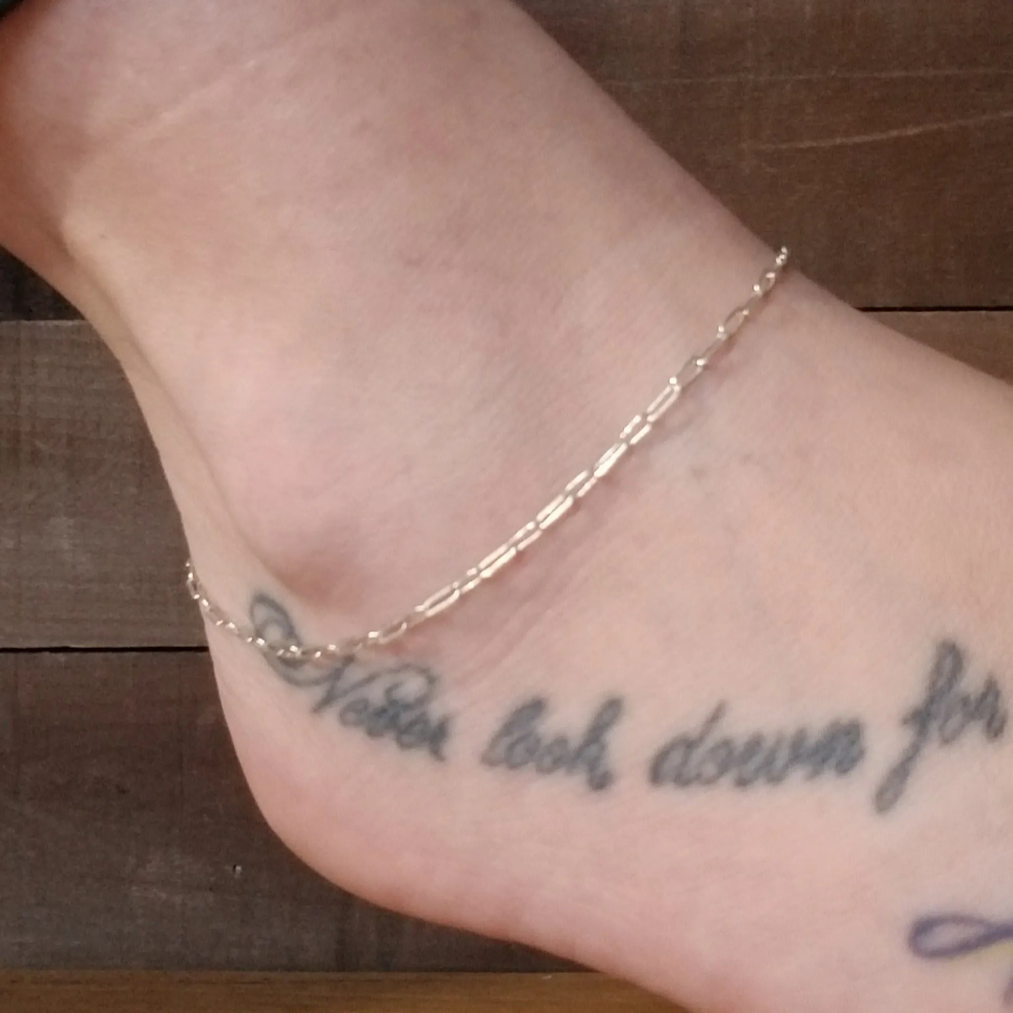 Chain Link Paperclip Anklet - Sterling Silver