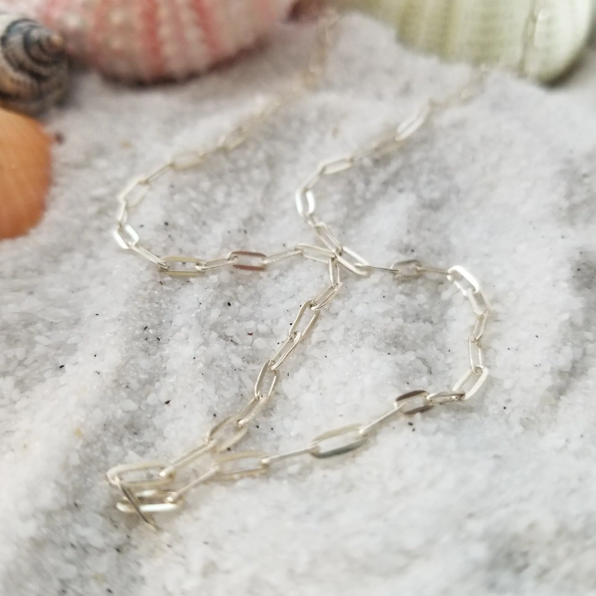 Chain Link Paperclip Anklet - Sterling Silver