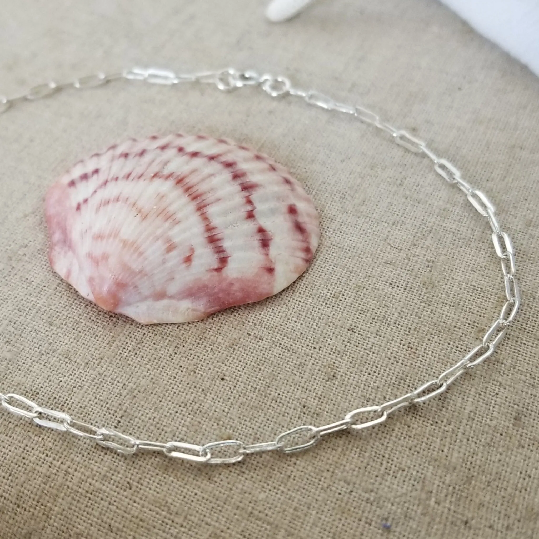 Chain Link Paperclip Anklet - Sterling Silver