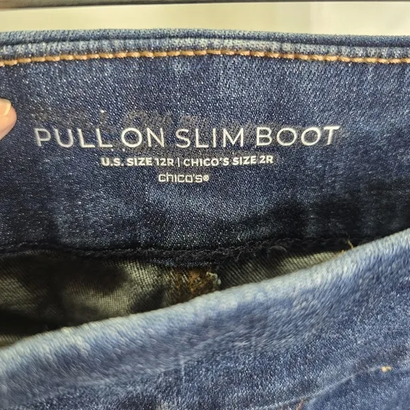 Chico's Slim Pull On Bootcut Jeans Size 12