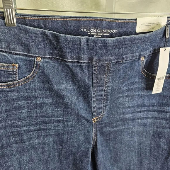 Chico's Slim Pull On Bootcut Jeans Size 12