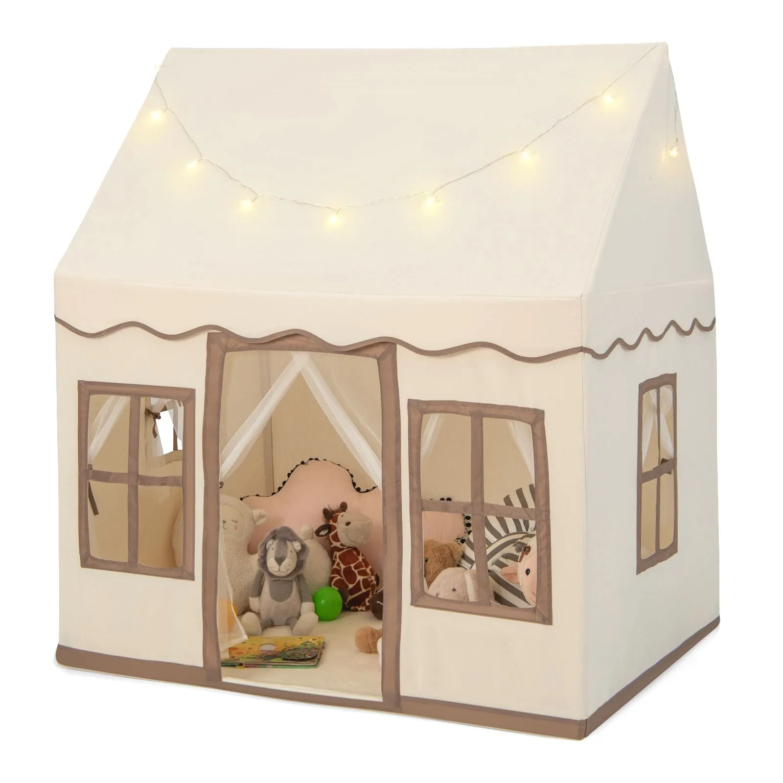 Children’s Play House | Wendy House | Windows and Fairy Lights | Cream