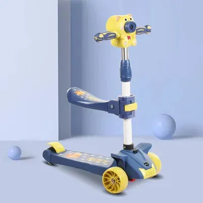 Children′s Scooty Baby Boys and Girls Flash Wheel Scooty Bubble Machine One Click Folding