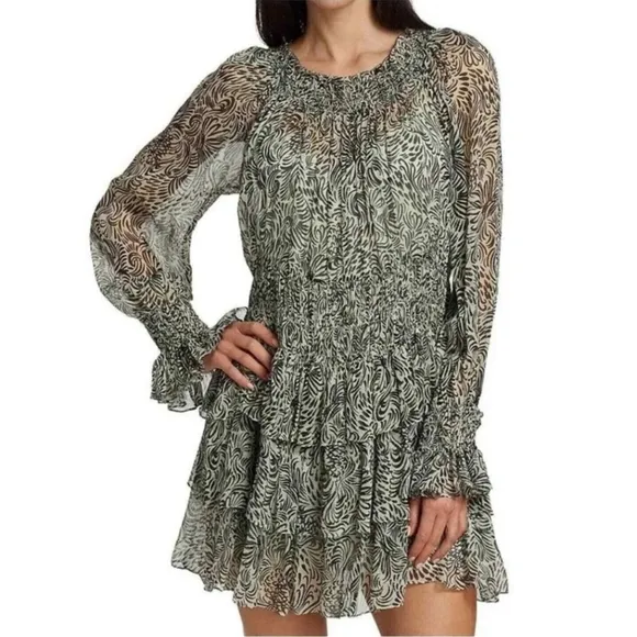 CINQ A SEPT Womens Janelle Tiered Ruffle Dress Size 4 NWT Imperfection