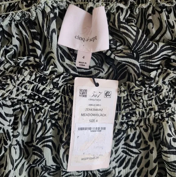 CINQ A SEPT Womens Janelle Tiered Ruffle Dress Size 4 NWT Imperfection