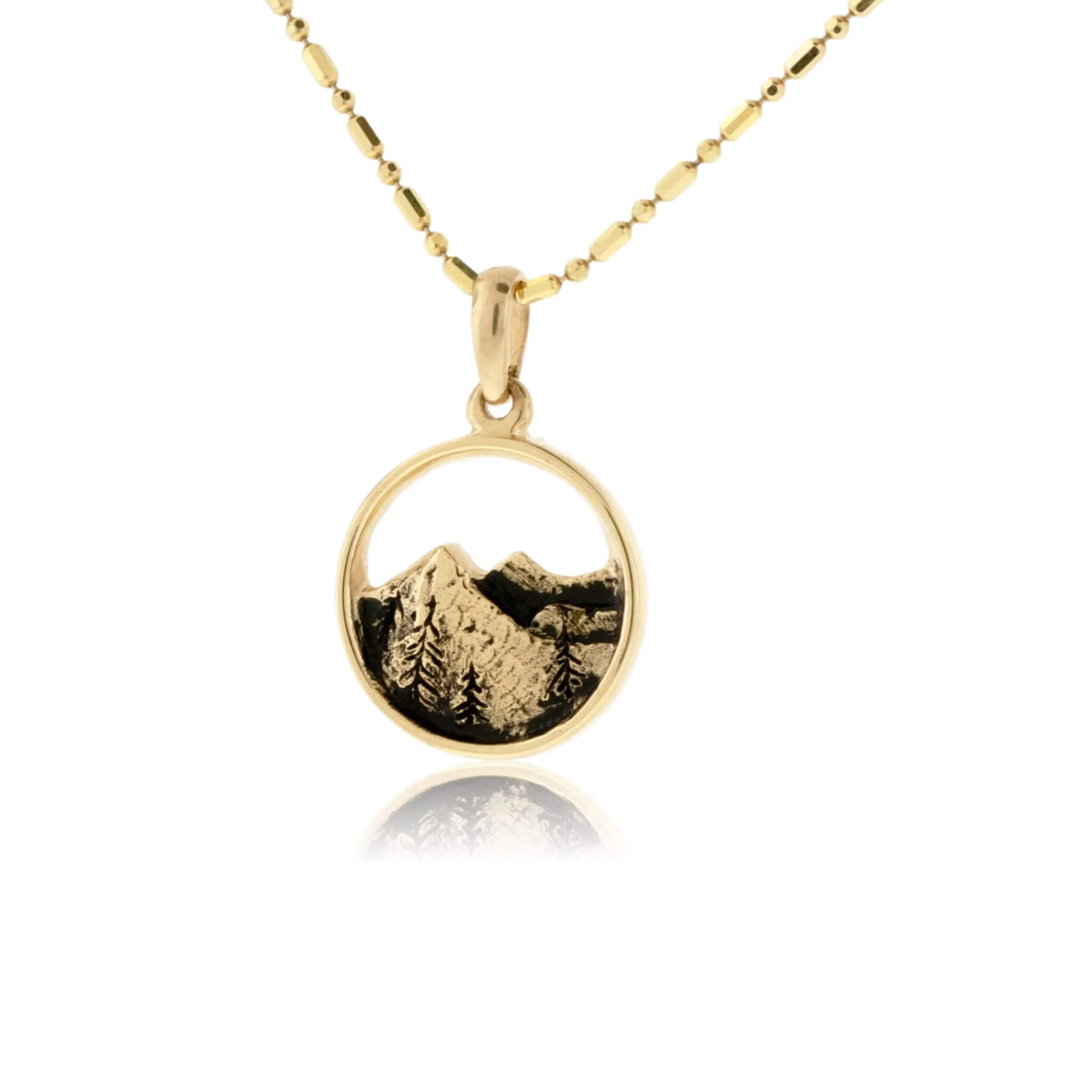 Circle Mountain Scene with Tree Pendant