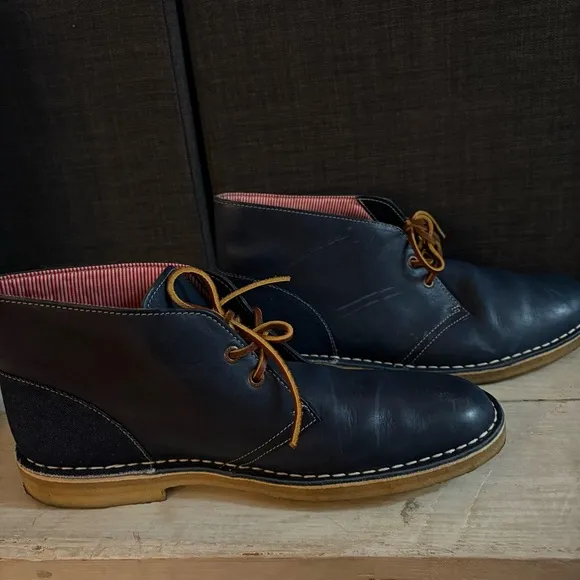 CLARKS DESERT BOOT HERSCHEL COMBI Leather Blue Boots Size 12