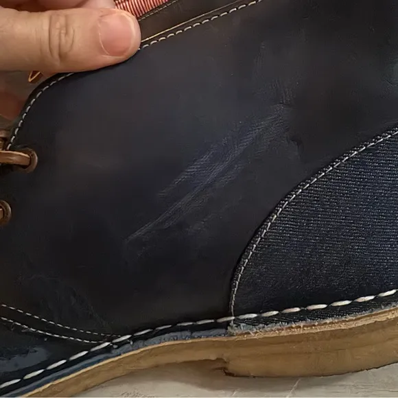 CLARKS DESERT BOOT HERSCHEL COMBI Leather Blue Boots Size 12