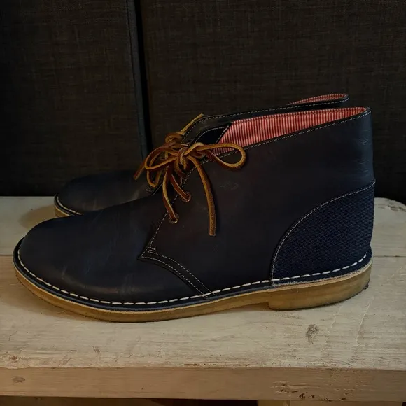 CLARKS DESERT BOOT HERSCHEL COMBI Leather Blue Boots Size 12