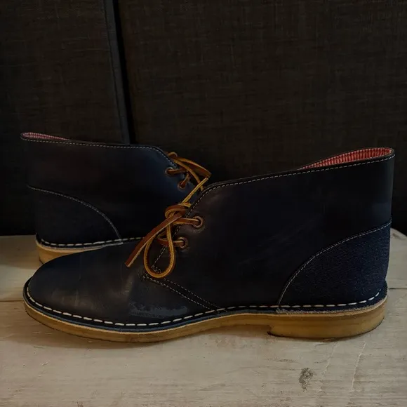 CLARKS DESERT BOOT HERSCHEL COMBI Leather Blue Boots Size 12