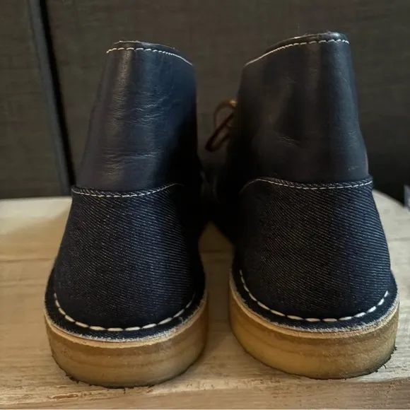 CLARKS DESERT BOOT HERSCHEL COMBI Leather Blue Boots Size 12