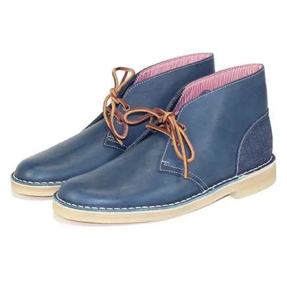 CLARKS DESERT BOOT HERSCHEL COMBI Leather Blue Boots Size 12