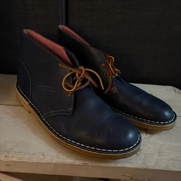 CLARKS DESERT BOOT HERSCHEL COMBI Leather Blue Boots Size 12