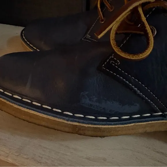 CLARKS DESERT BOOT HERSCHEL COMBI Leather Blue Boots Size 12