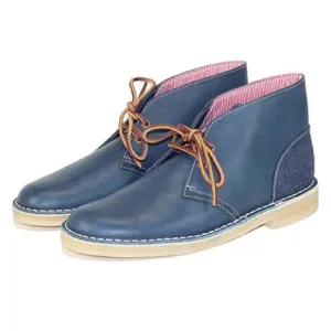 CLARKS DESERT BOOT HERSCHEL COMBI Leather Blue Boots Size 12