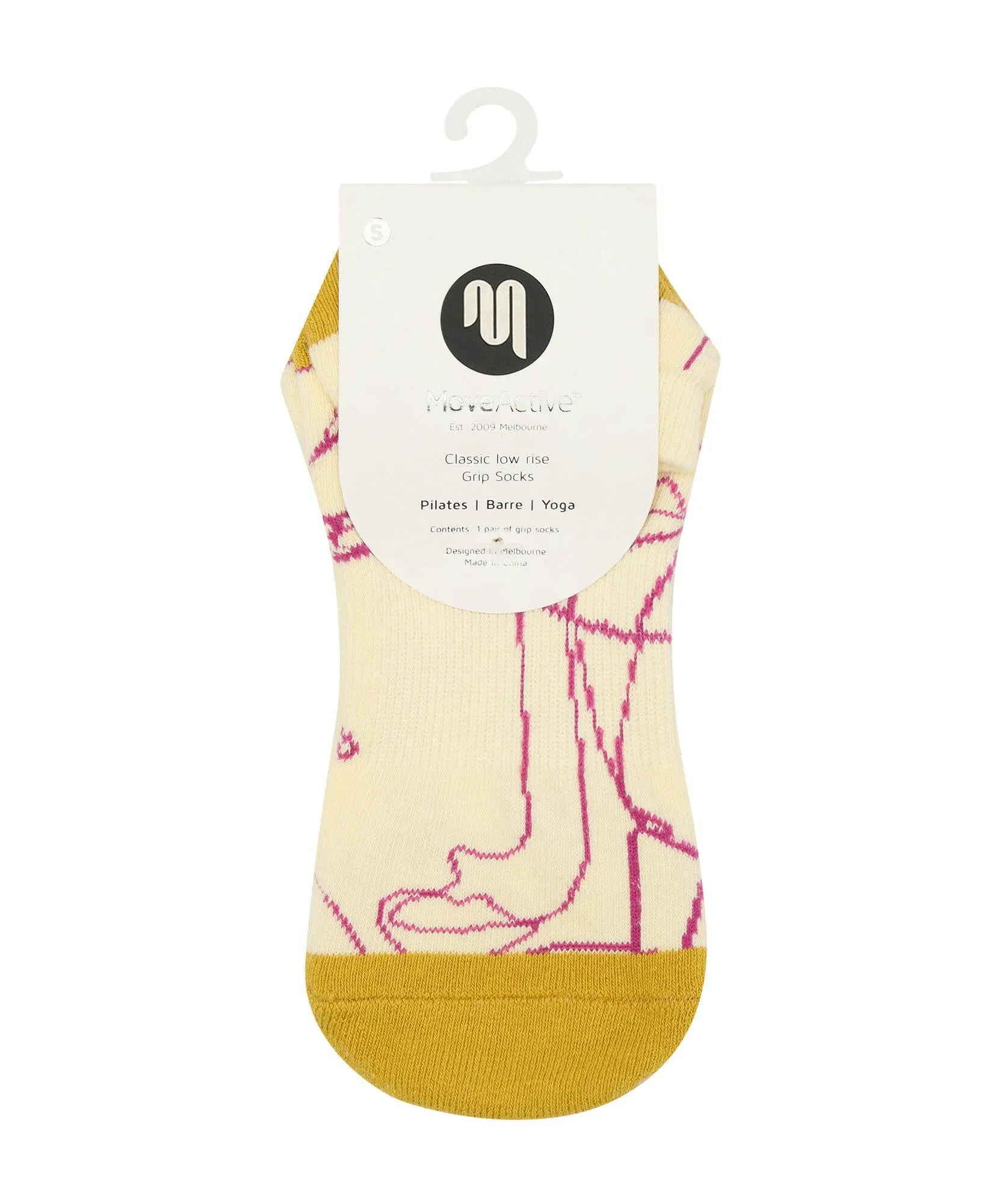 Classic Low Rise Grip Socks - Ivory Abstract