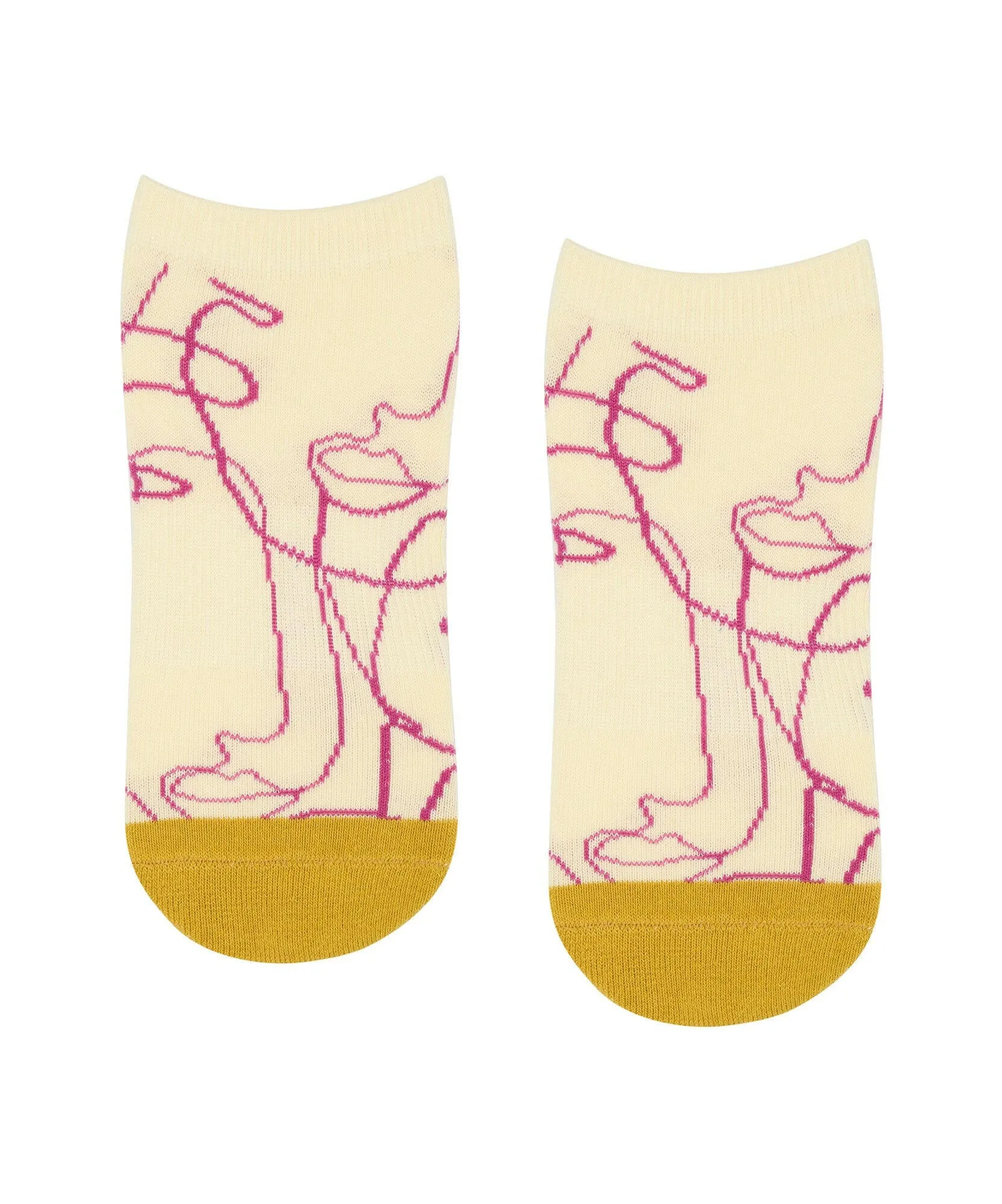 Classic Low Rise Grip Socks - Ivory Abstract