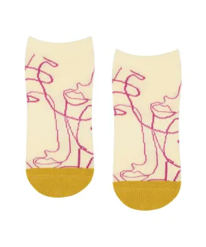 Classic Low Rise Grip Socks - Ivory Abstract