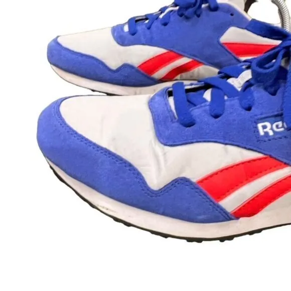 Classic Nylon Reebok’s  Suede Blue/White /Flash Red NWOB Size 10.5 Casual Preppy