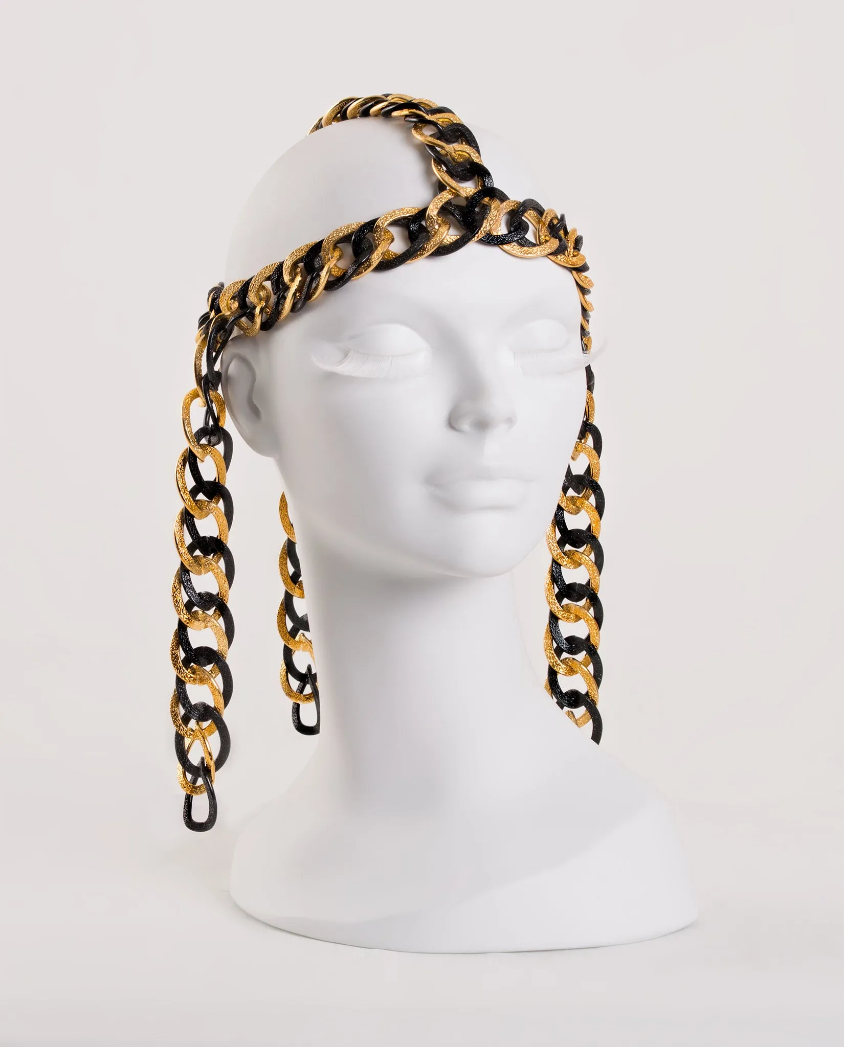 Cleopatra • Gold & Black Dangling Oversized Chain Headdress