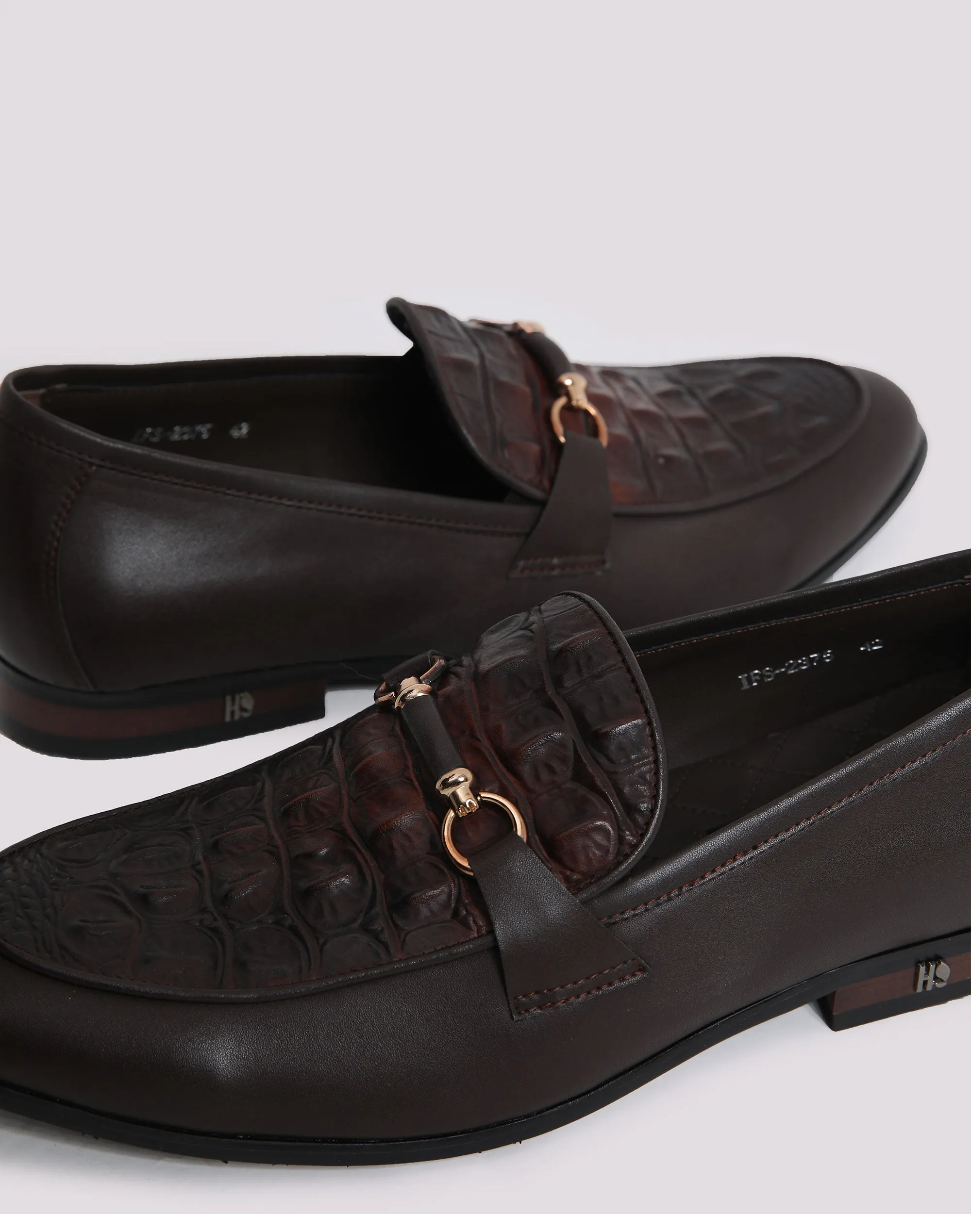 COFFEE TEXTURE BUCKLE SHOES