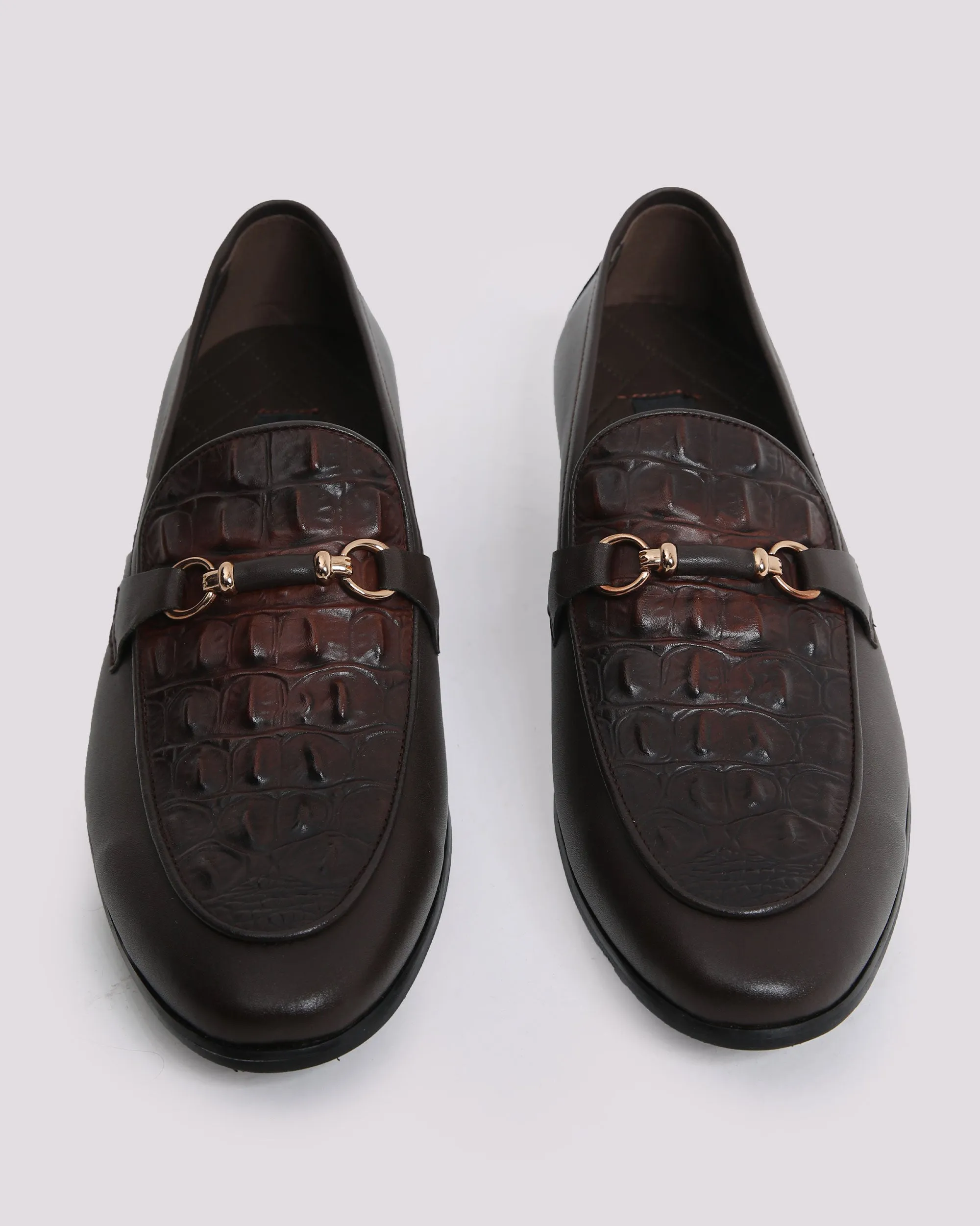 COFFEE TEXTURE BUCKLE SHOES