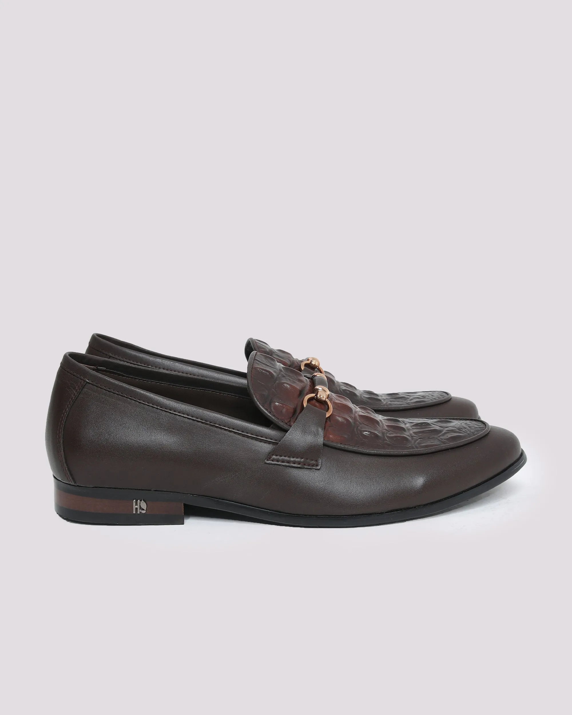 COFFEE TEXTURE BUCKLE SHOES