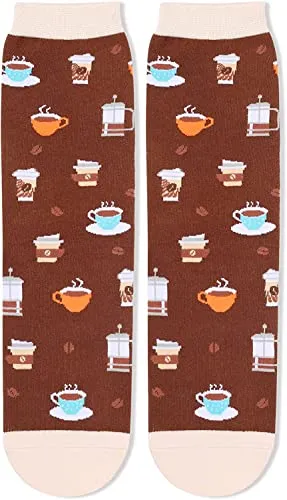 Coffee Themed Gifts, Funny Crazy Socks for Women, Coffee Gifts for Coffee Drinkers and Lovers