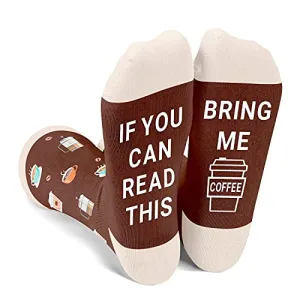 Coffee Themed Gifts, Funny Crazy Socks for Women, Coffee Gifts for Coffee Drinkers and Lovers