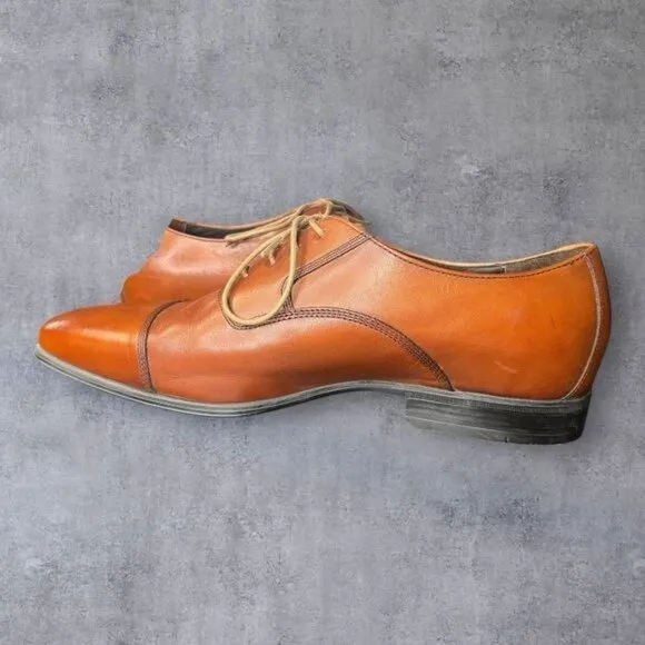 Cole Haan Cognac Brown Leather Cap Toe Oxford – Size 11M