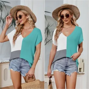 Color Block Knit Top - Teal