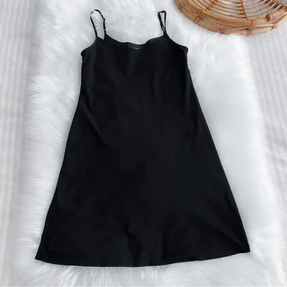 Commando Classic Mini Cami Slip Dress Black Adjustable Straps Her Look S/M