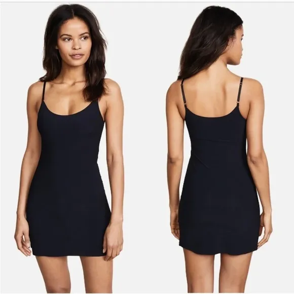 Commando Classic Mini Cami Slip Dress Black Adjustable Straps Her Look S/M