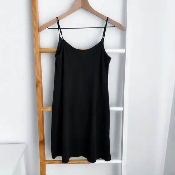 Commando Classic Mini Cami Slip Dress Black Adjustable Straps Her Look S/M