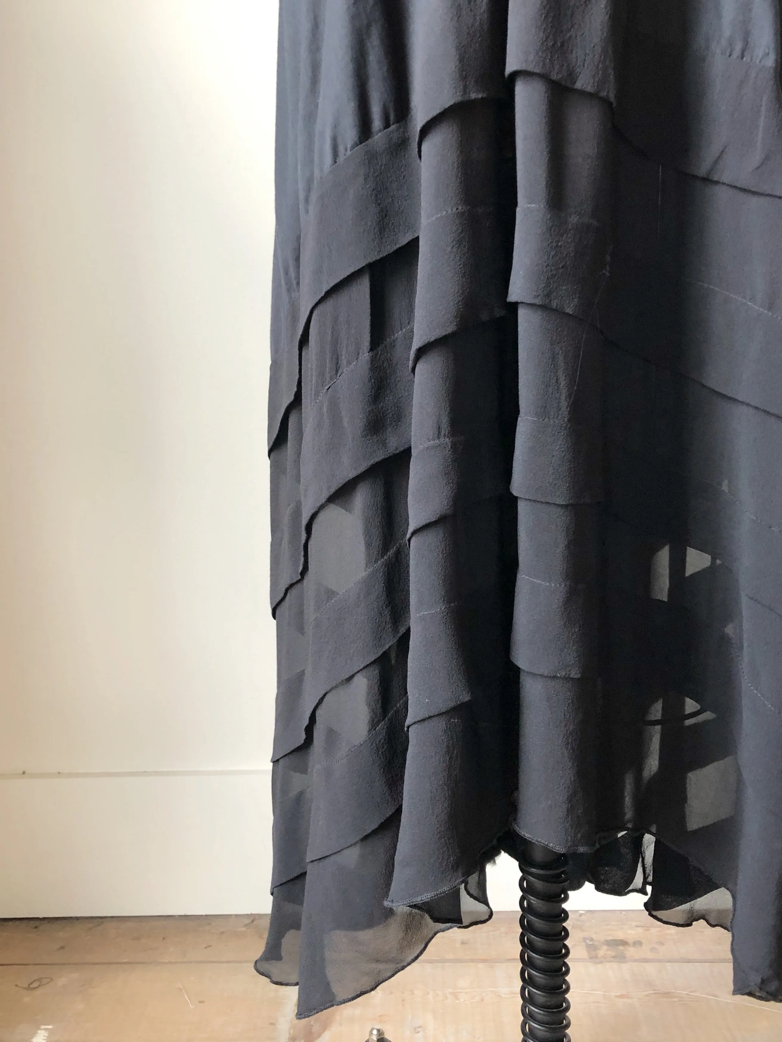 cotton and silk chiffon pin tuck slip dress