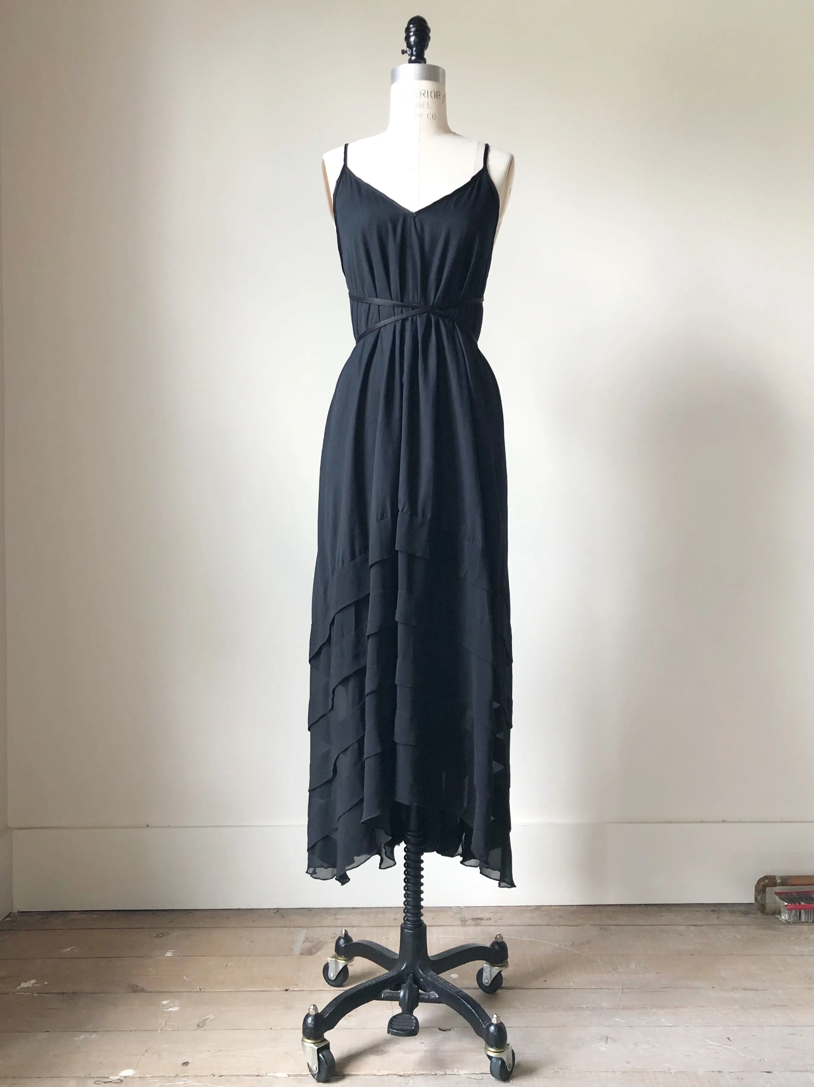 cotton and silk chiffon pin tuck slip dress