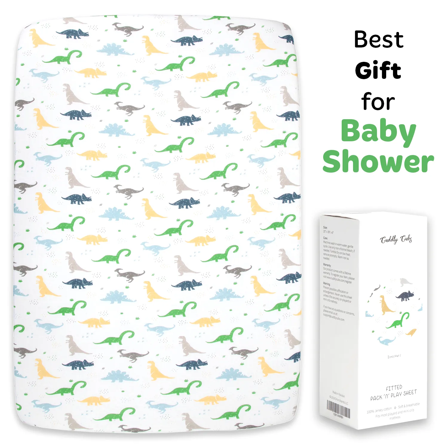Cotton Jersey Fitted Playard Sheets – Dinosaurs