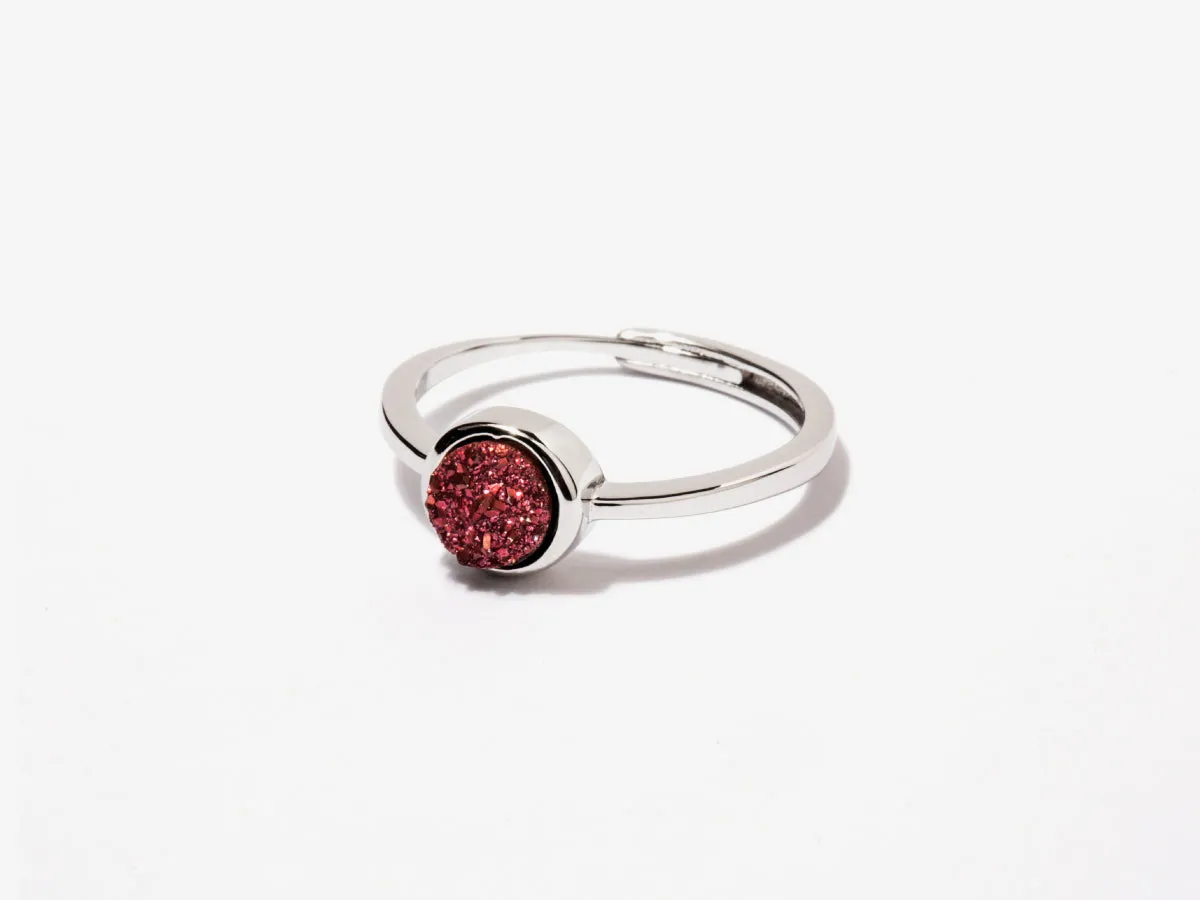 Cove Fuchsia Druzy Silver Ring